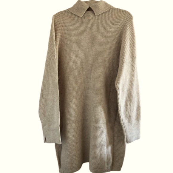 NWT Aerie Cozy Up Cowell Neck Waffle Mini Sweater Dress Heathered Oatmeal L - Picture 4 of 7